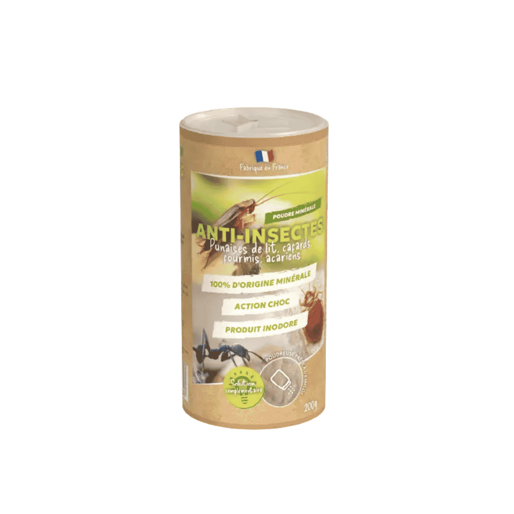 Poudre minérale anti-insectes punaises cafards fourmis acariens – 200 g