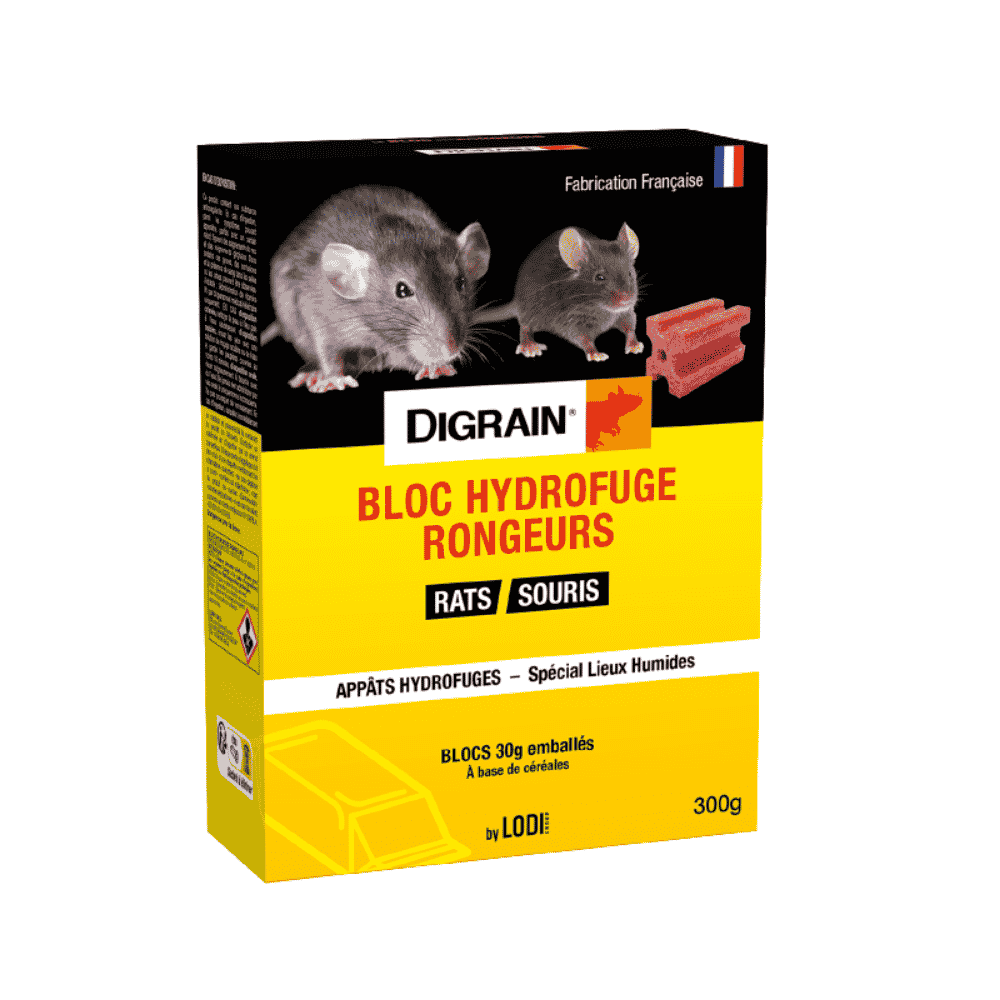 Appât raticide en bloc pour poste d'appâtage – 10 x 30 g